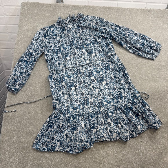 Apiece Apart Victoria Mock Dress Navy Blue Potpourri Sz Floral Ruffle Mini Slip - Picture 7 of 16